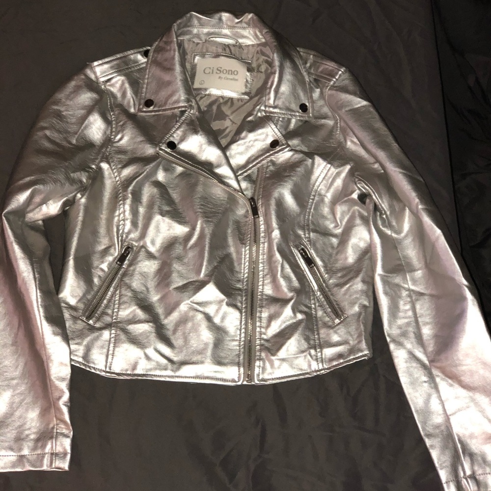 Ci Sono silver faux suede jacket
